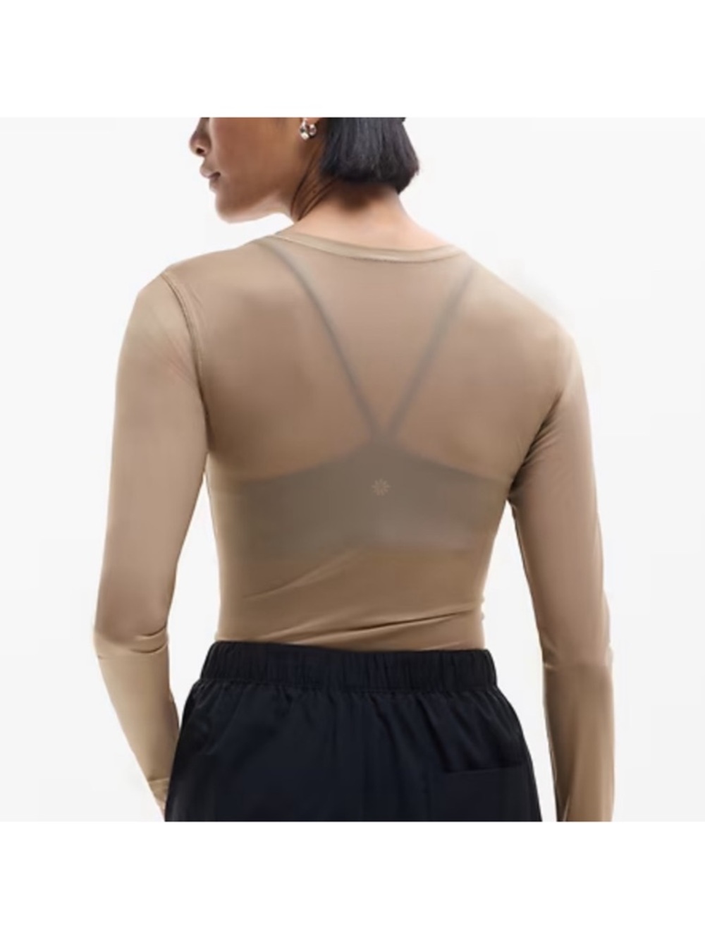 Athleta Apero Mesh Top Long Sleeve Brownstone Sheer in Taupe - Picture 3 of 14